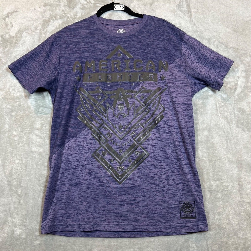American‎ Fighter Tee Shirt Mens Large Purple Graphic